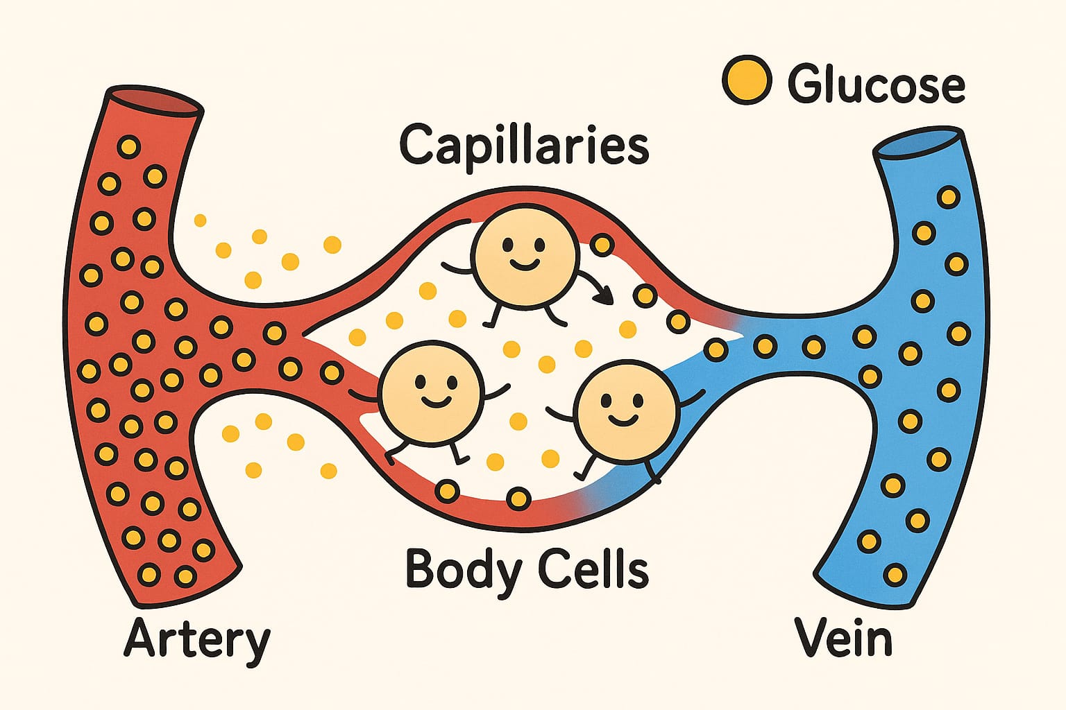 Capillary versus venous glucose diagram